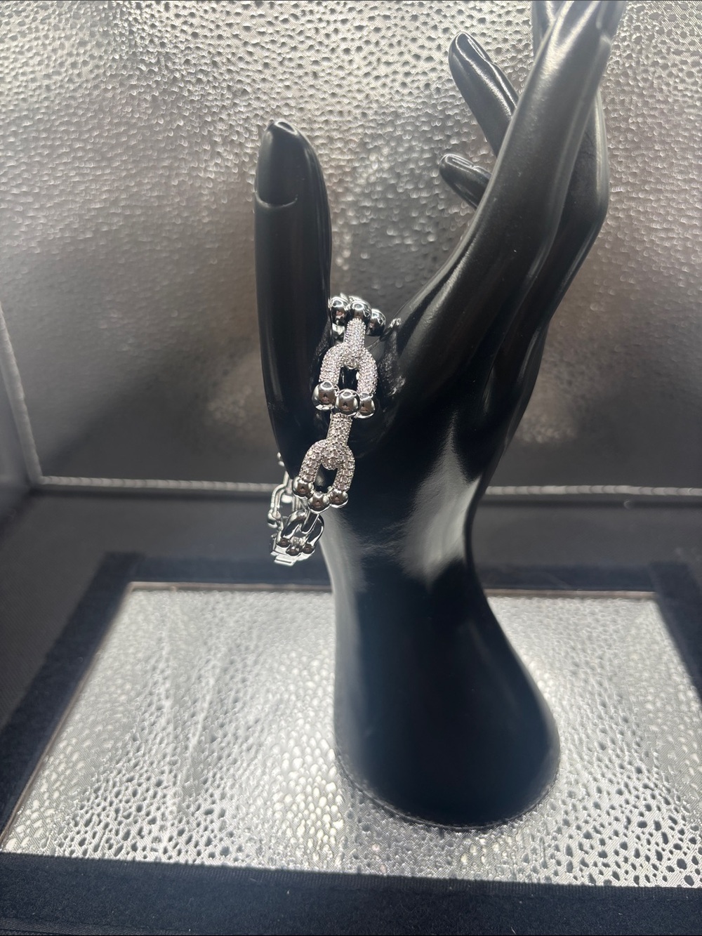Sparkling Silver Pavé Link Bracelet - Women's Jewelry